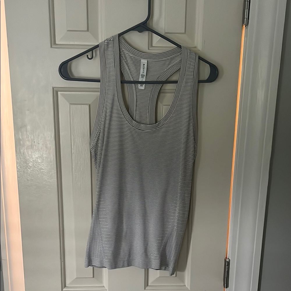 Athleta Black and White Striped Tank Top